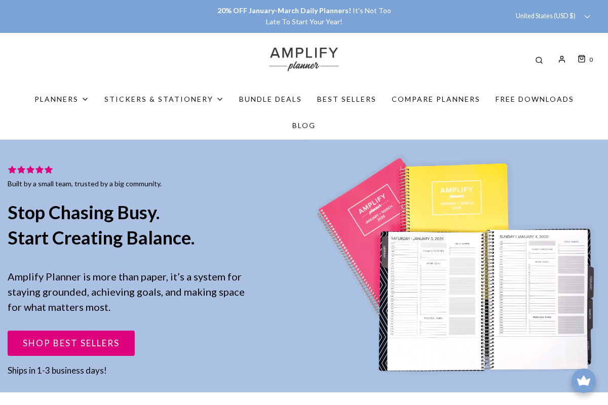Amplify Planner ® homepage screenshot