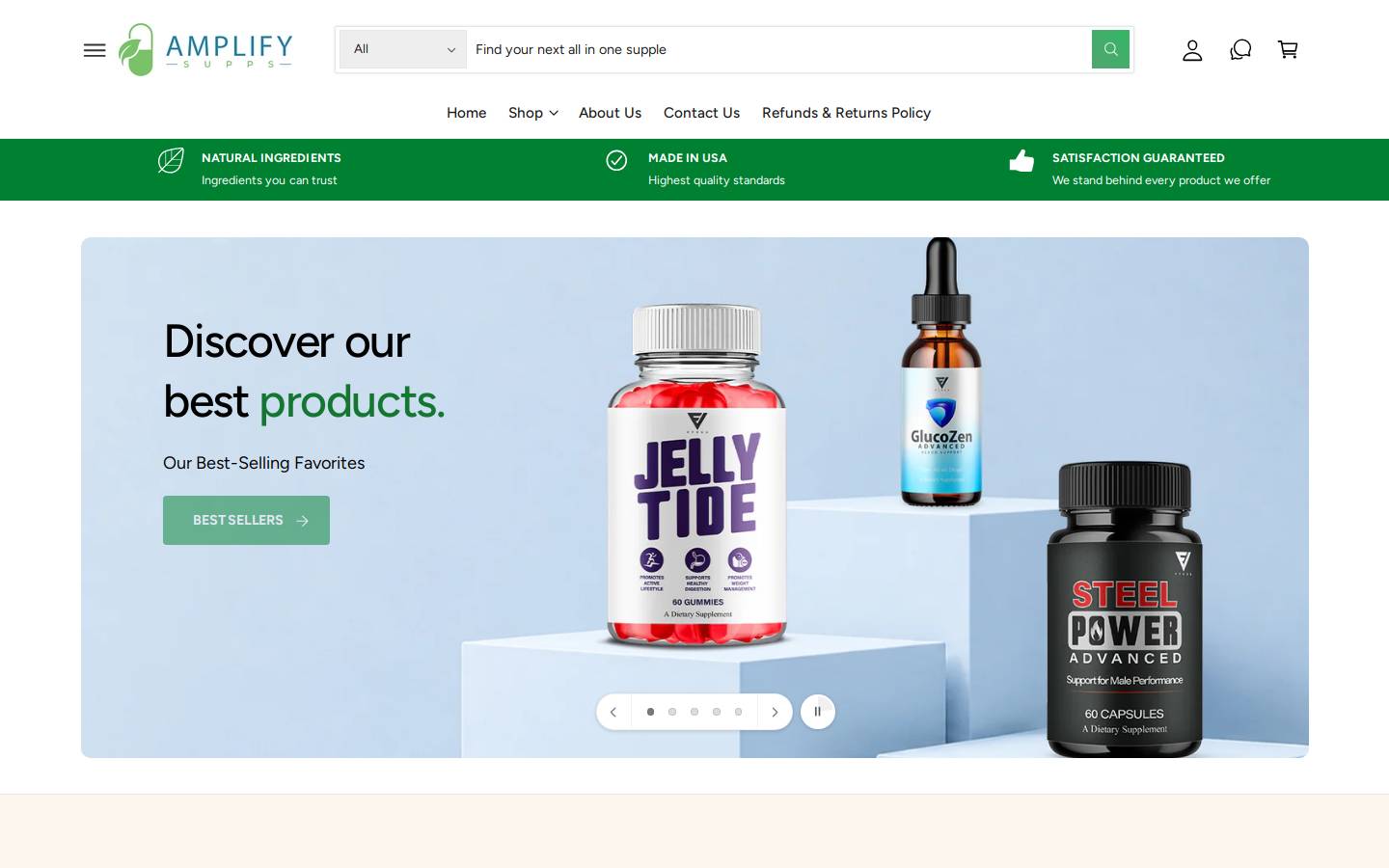 amplifysupps.com homepage screenshot