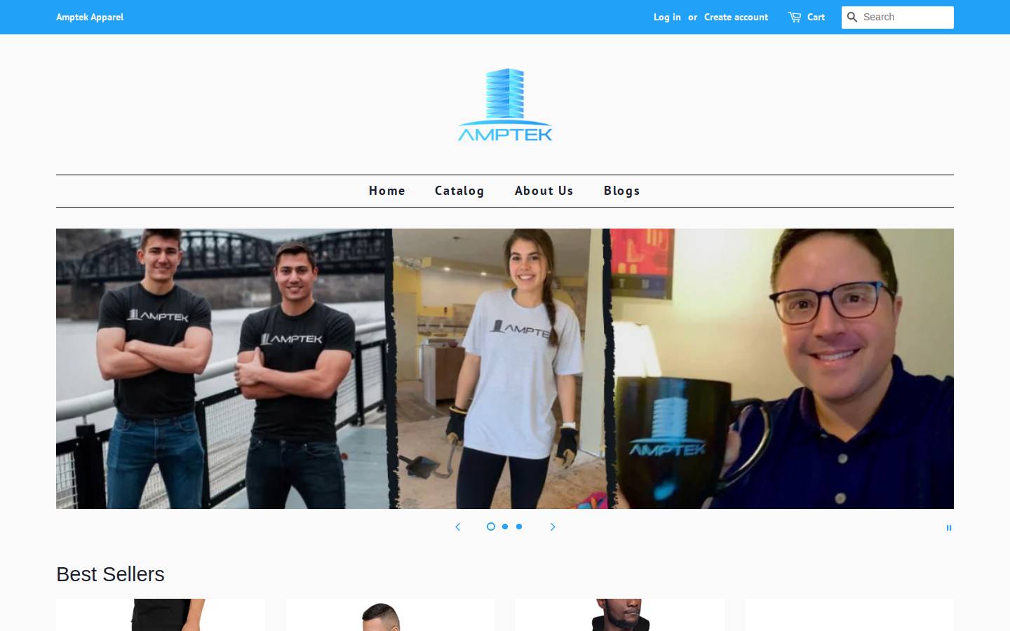 amptekapparel.com homepage screenshot