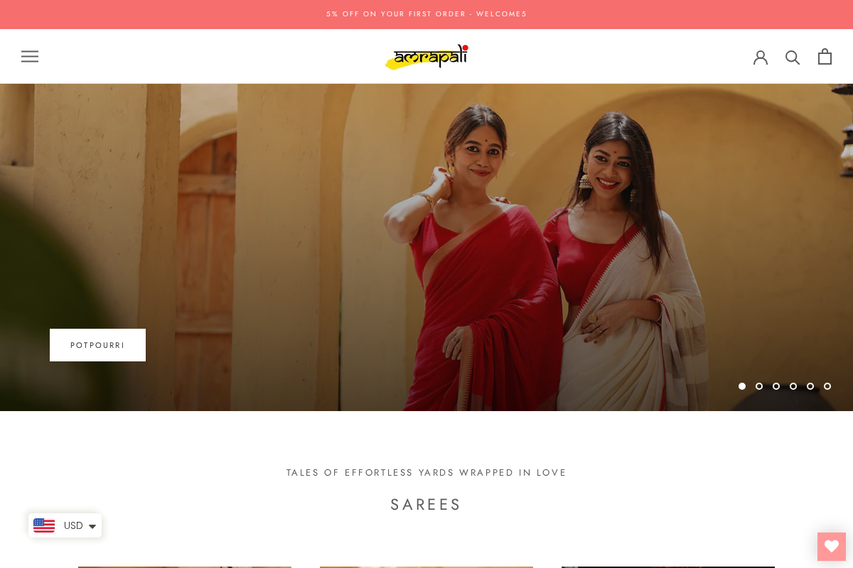 Amrapali Boutique homepage screenshot