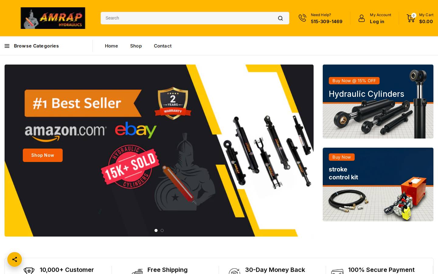 amraphydraulics.com homepage screenshot
