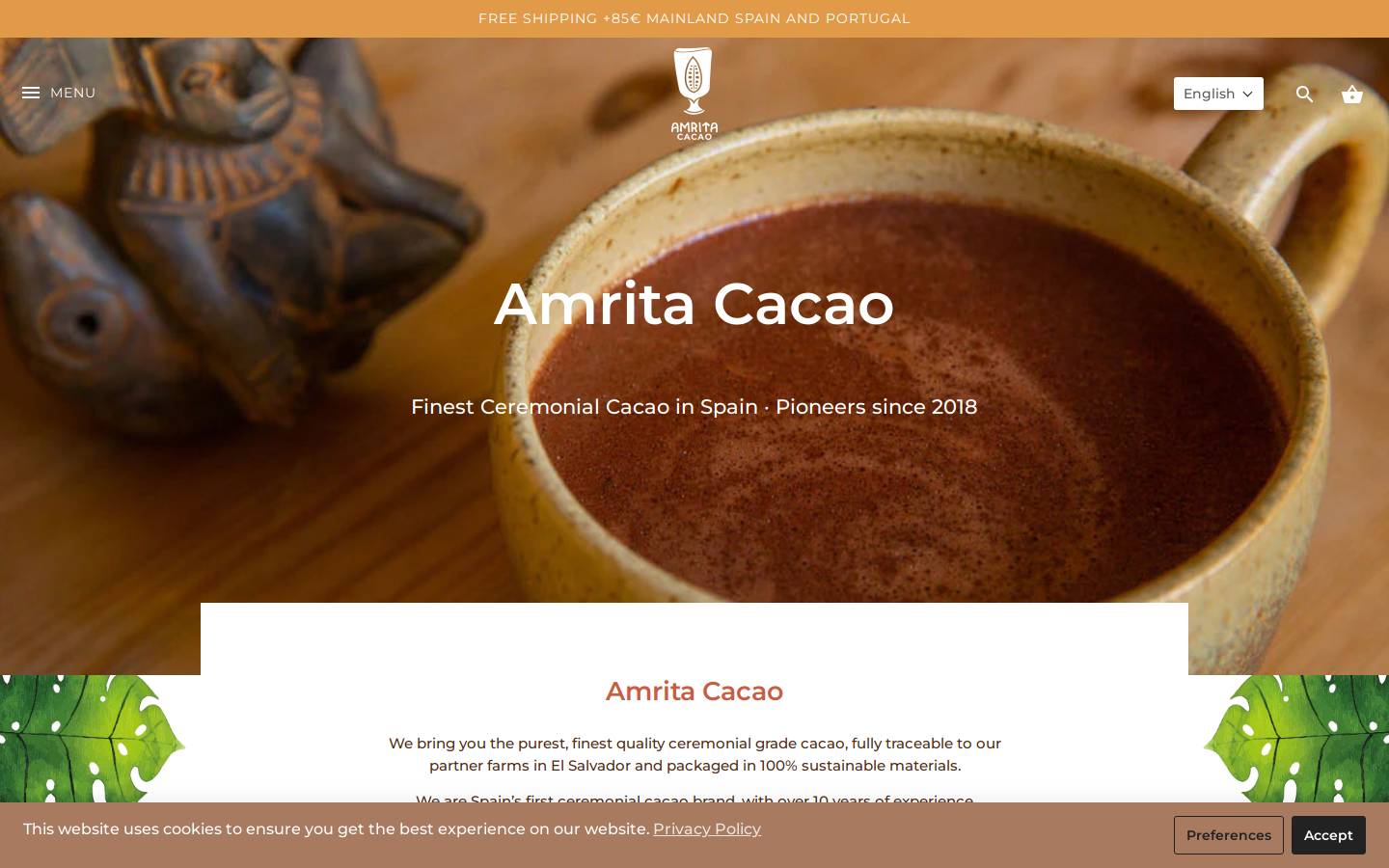 amritacacao.com homepage screenshot