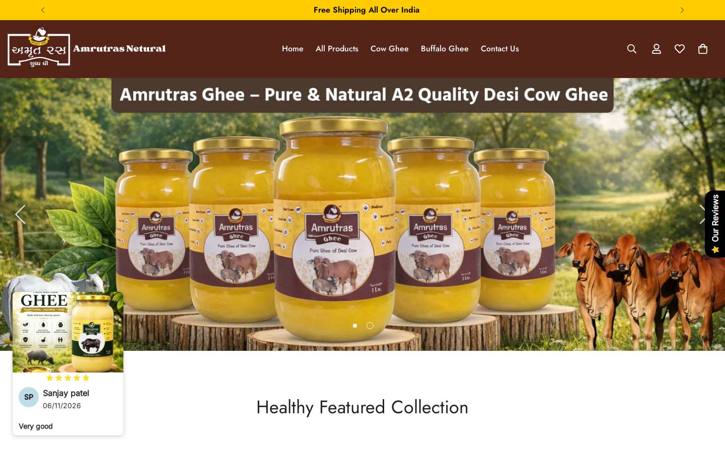 amrutrasghee.com homepage screenshot