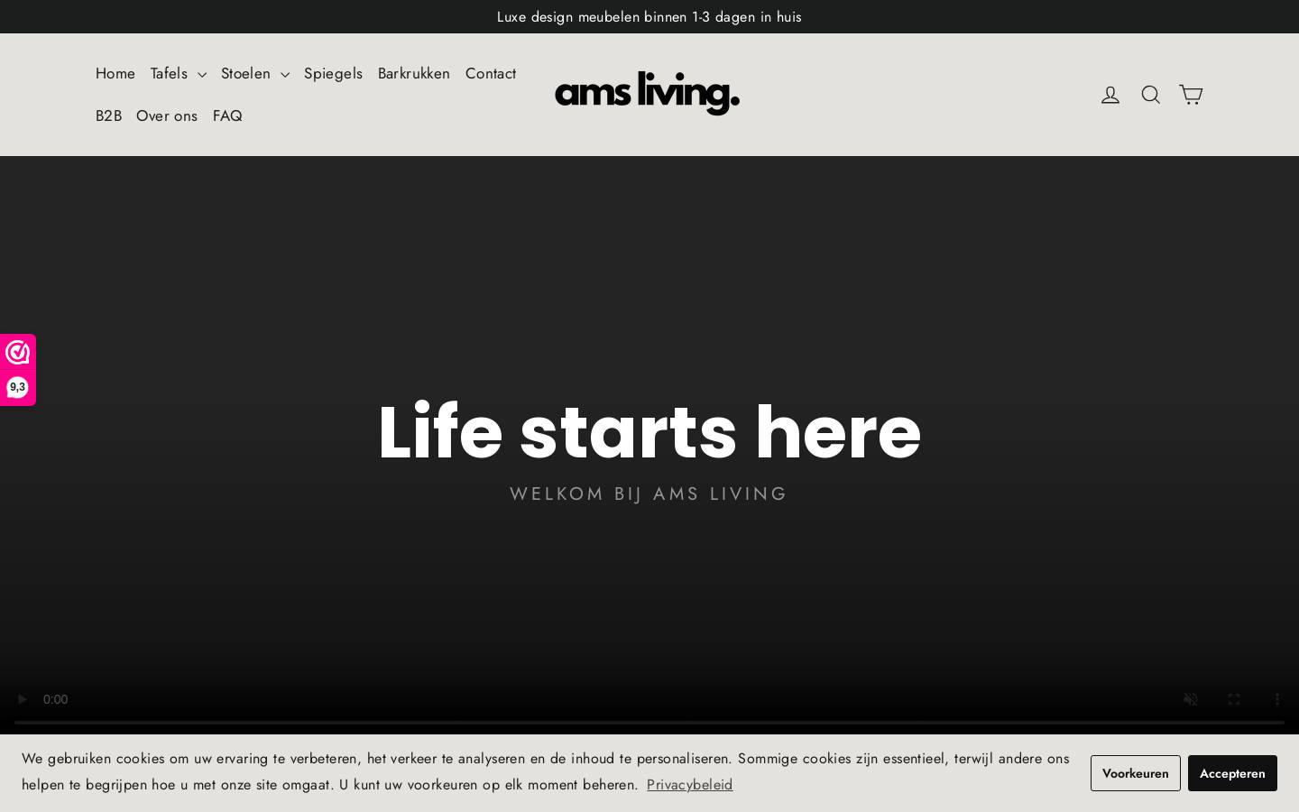 AMS LIVING homepage screenshot