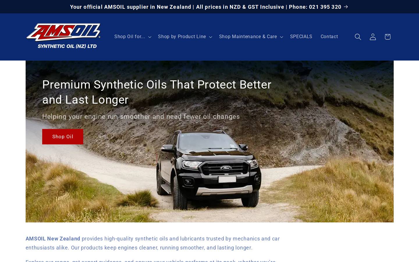 amsoil.co.nz homepage screenshot