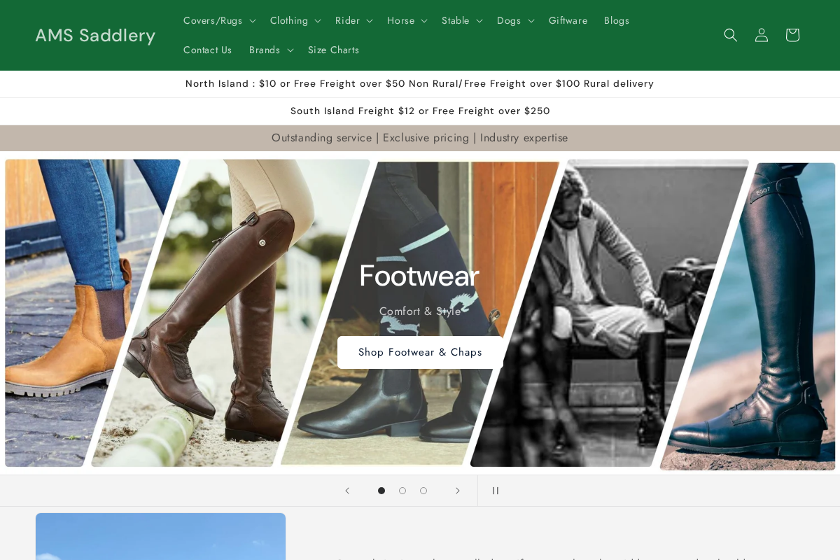 AMS Saddlery homepage screenshot