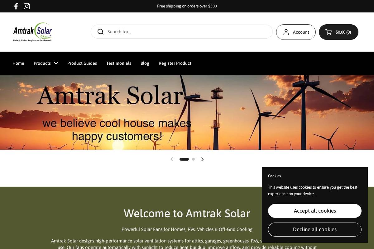 amtraksolar.com homepage screenshot