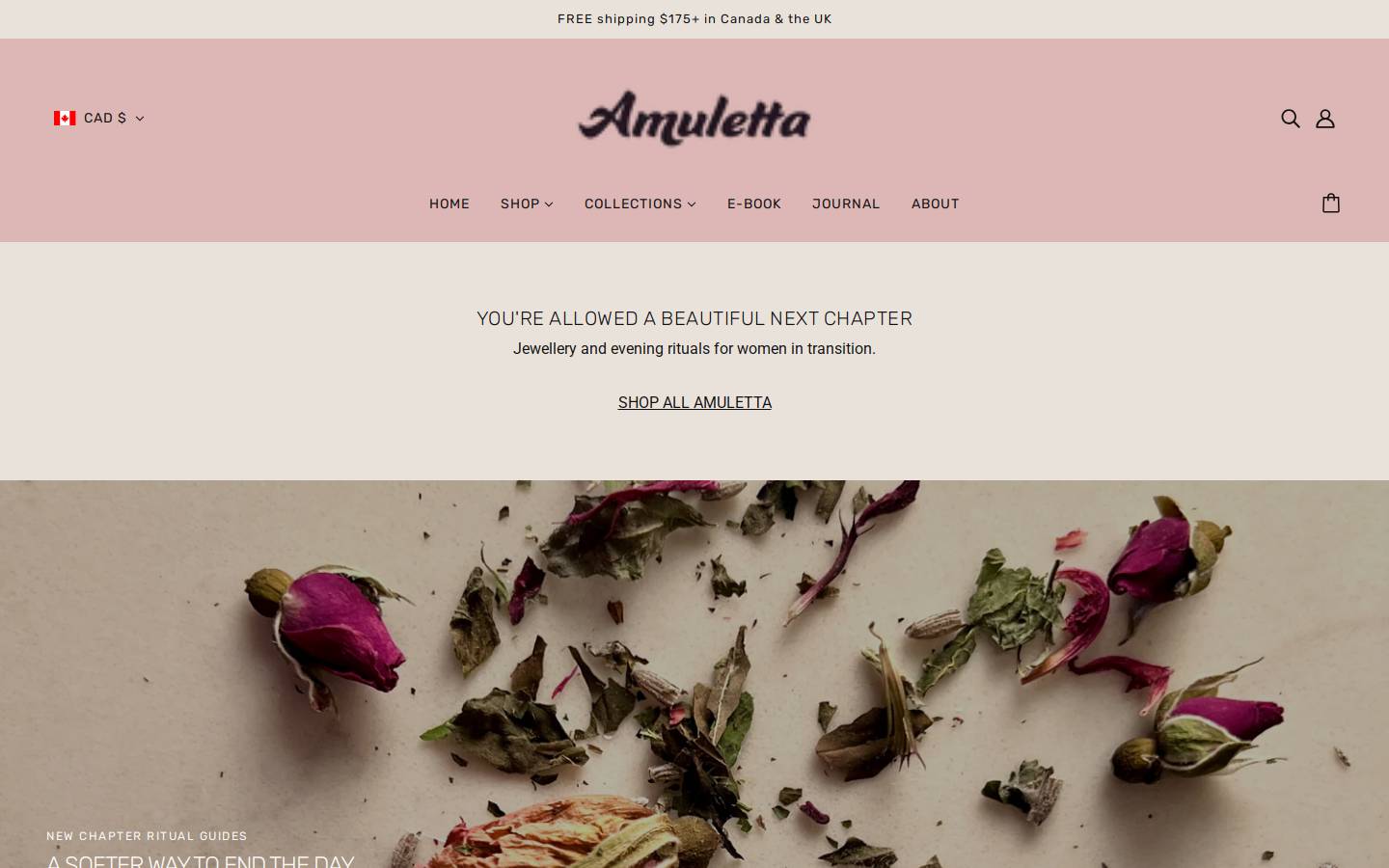 amuletta.ca homepage screenshot