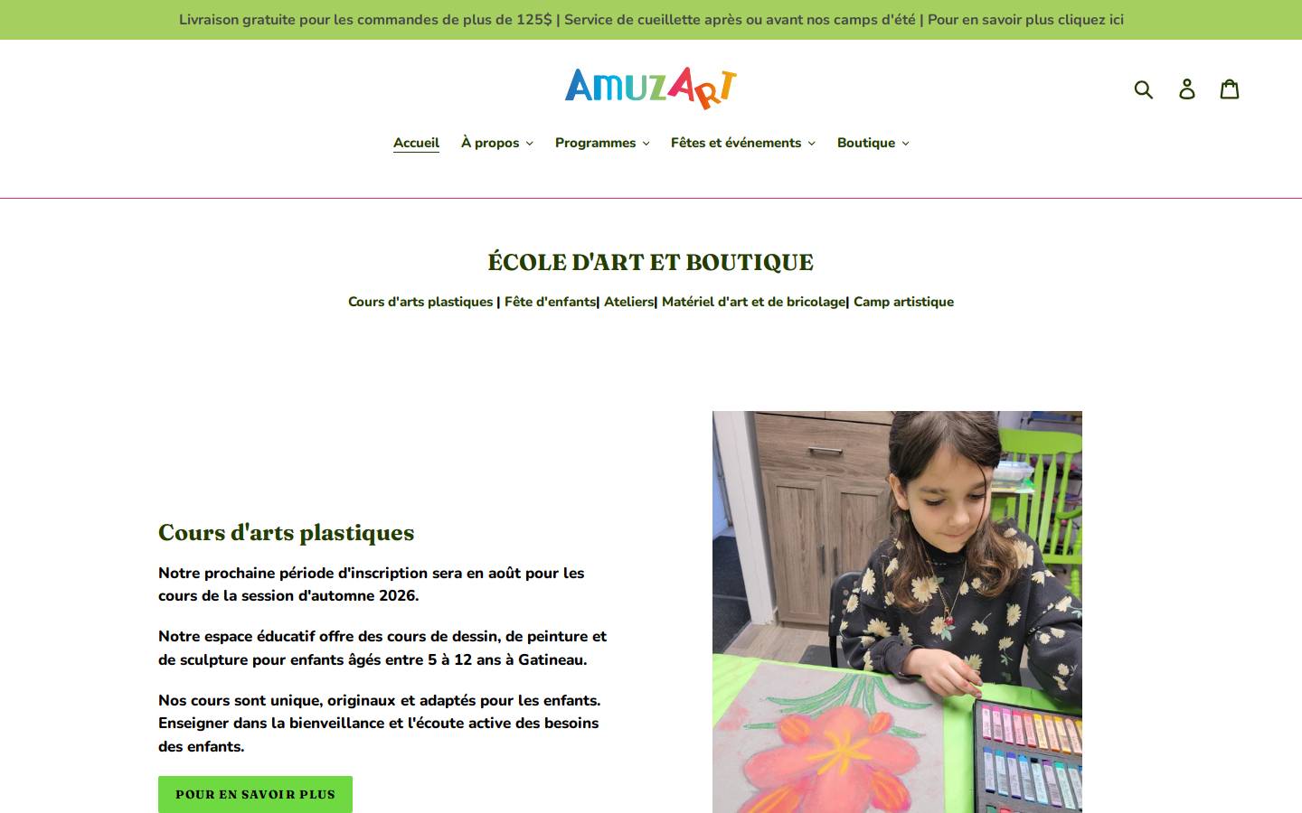 amuzarts.com homepage screenshot