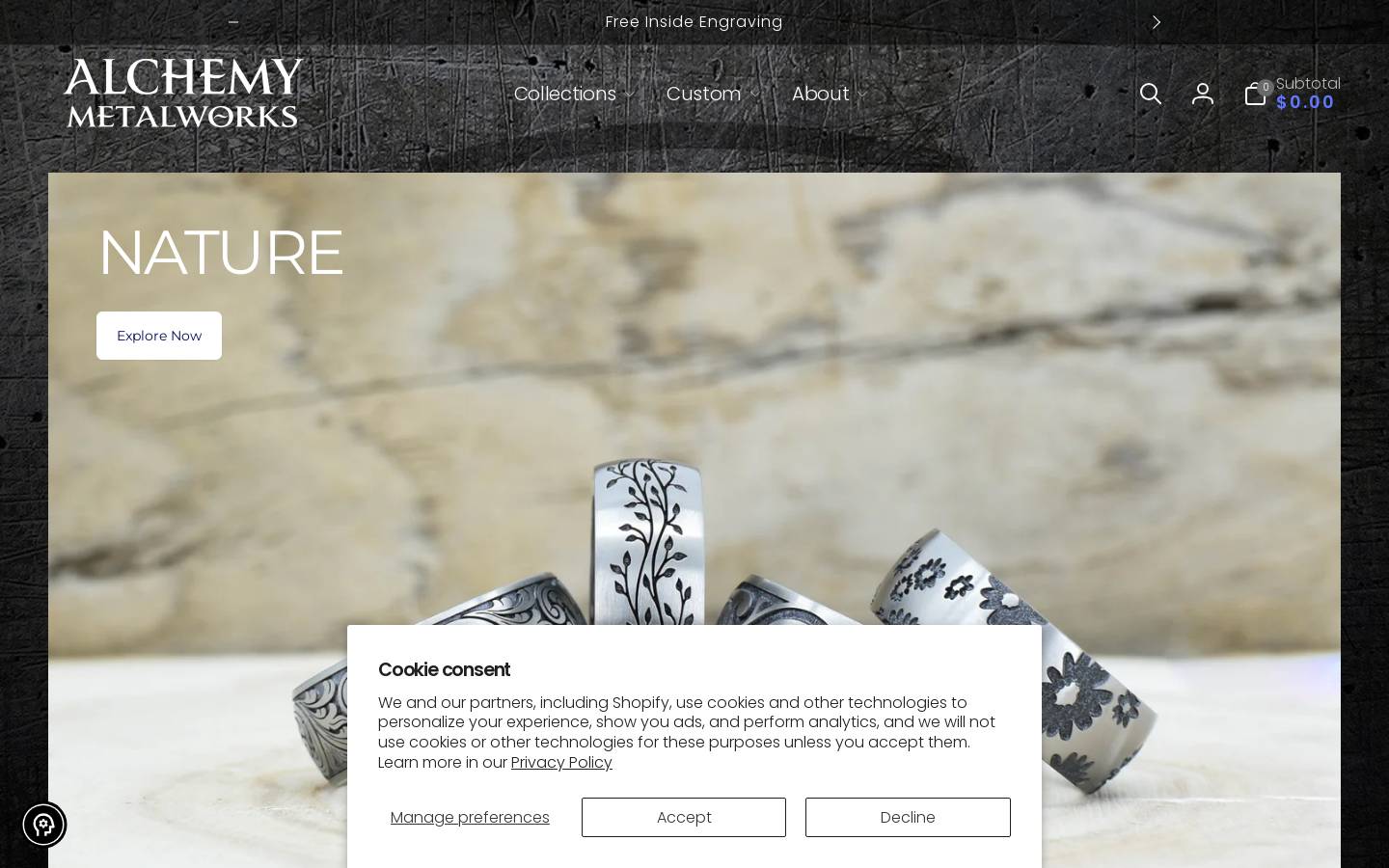 Alchemy Metalworks homepage screenshot