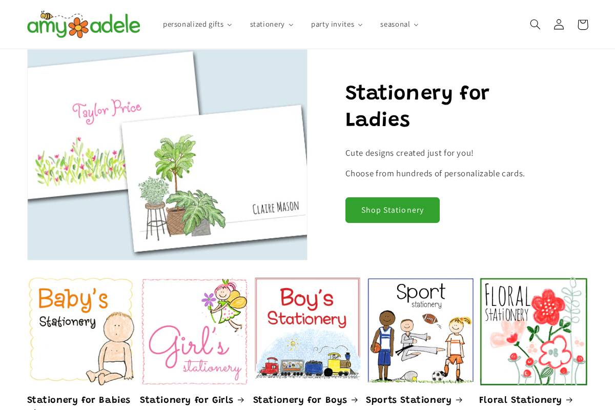 AmyAdele.com homepage screenshot