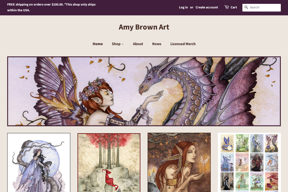 Amy Brown Art homepage screenshot