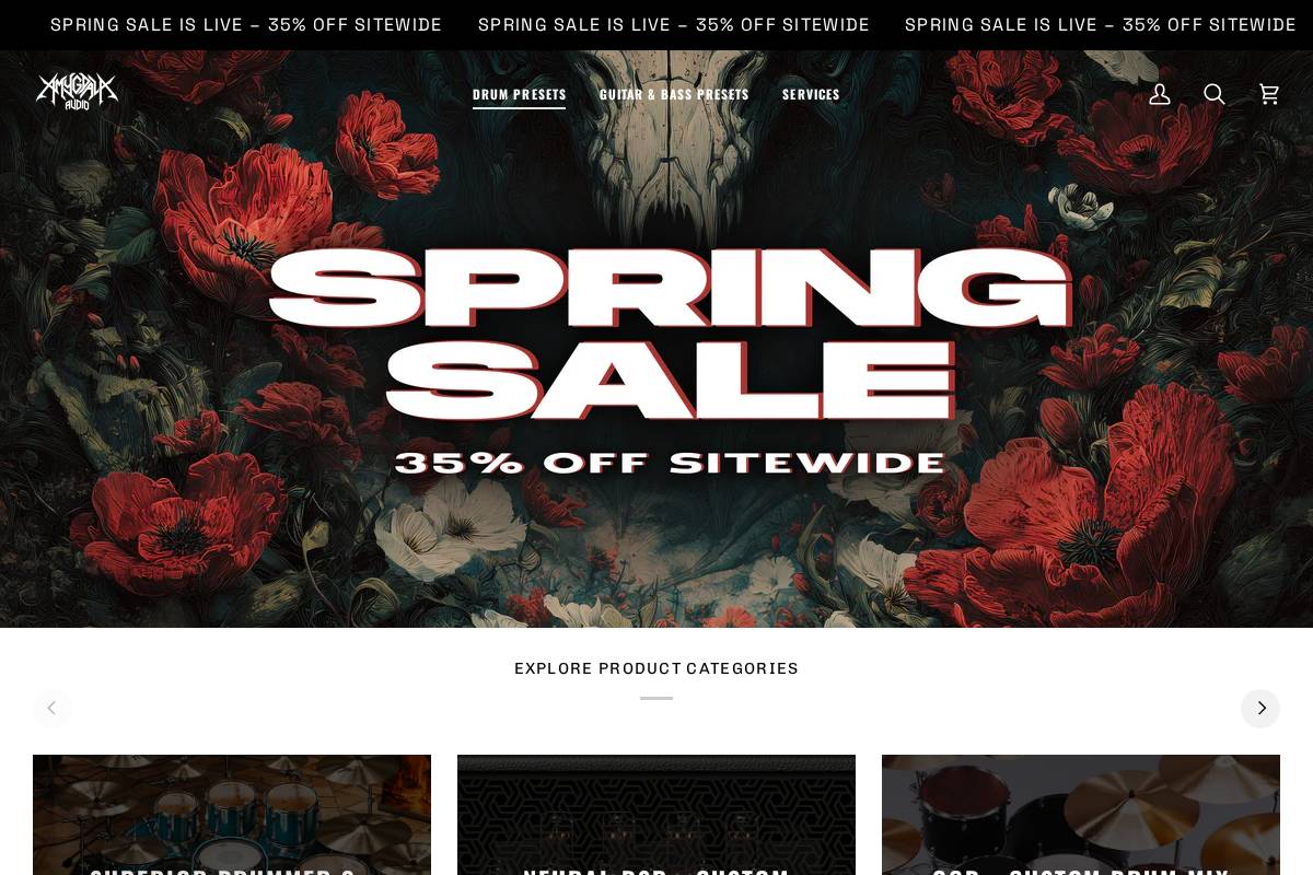 Amygdala Audio homepage screenshot