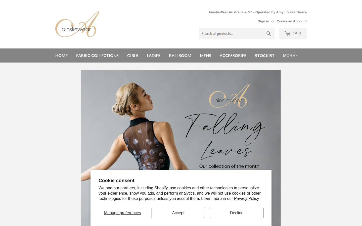 amylouisedance.com.au homepage screenshot