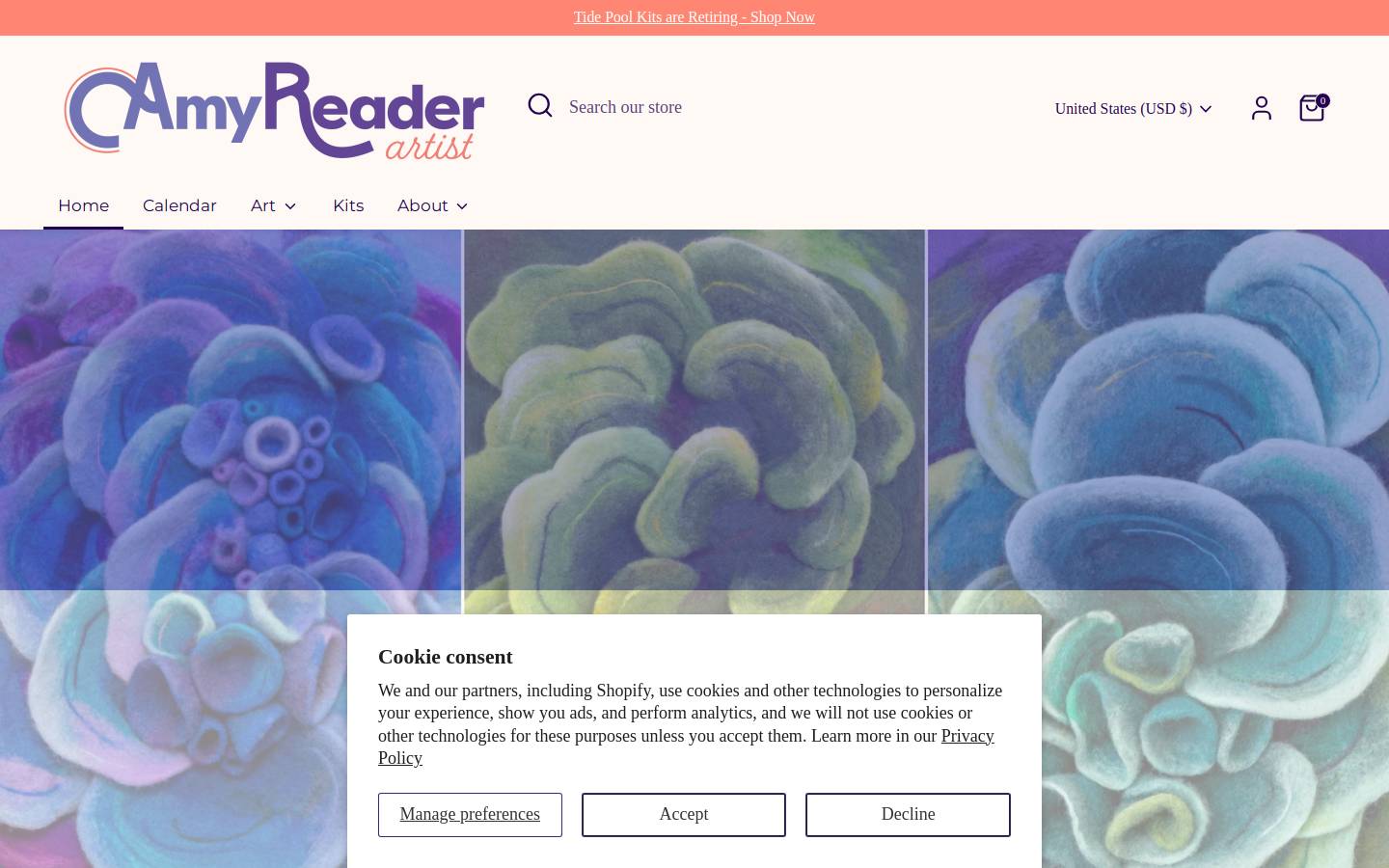 amyreaderartist.com homepage screenshot