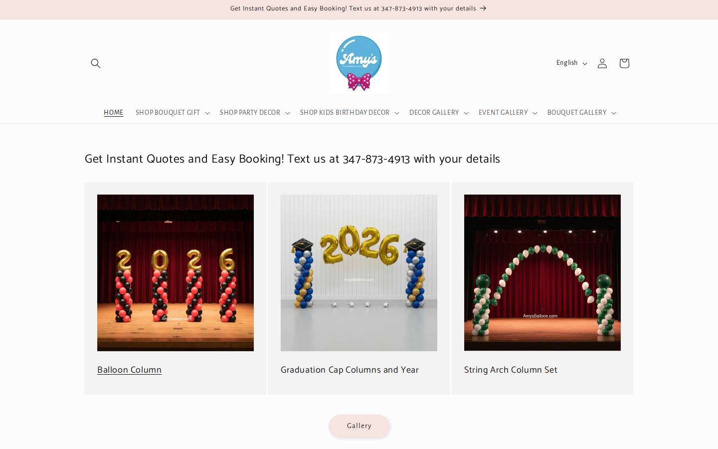 amysballoons.com homepage screenshot