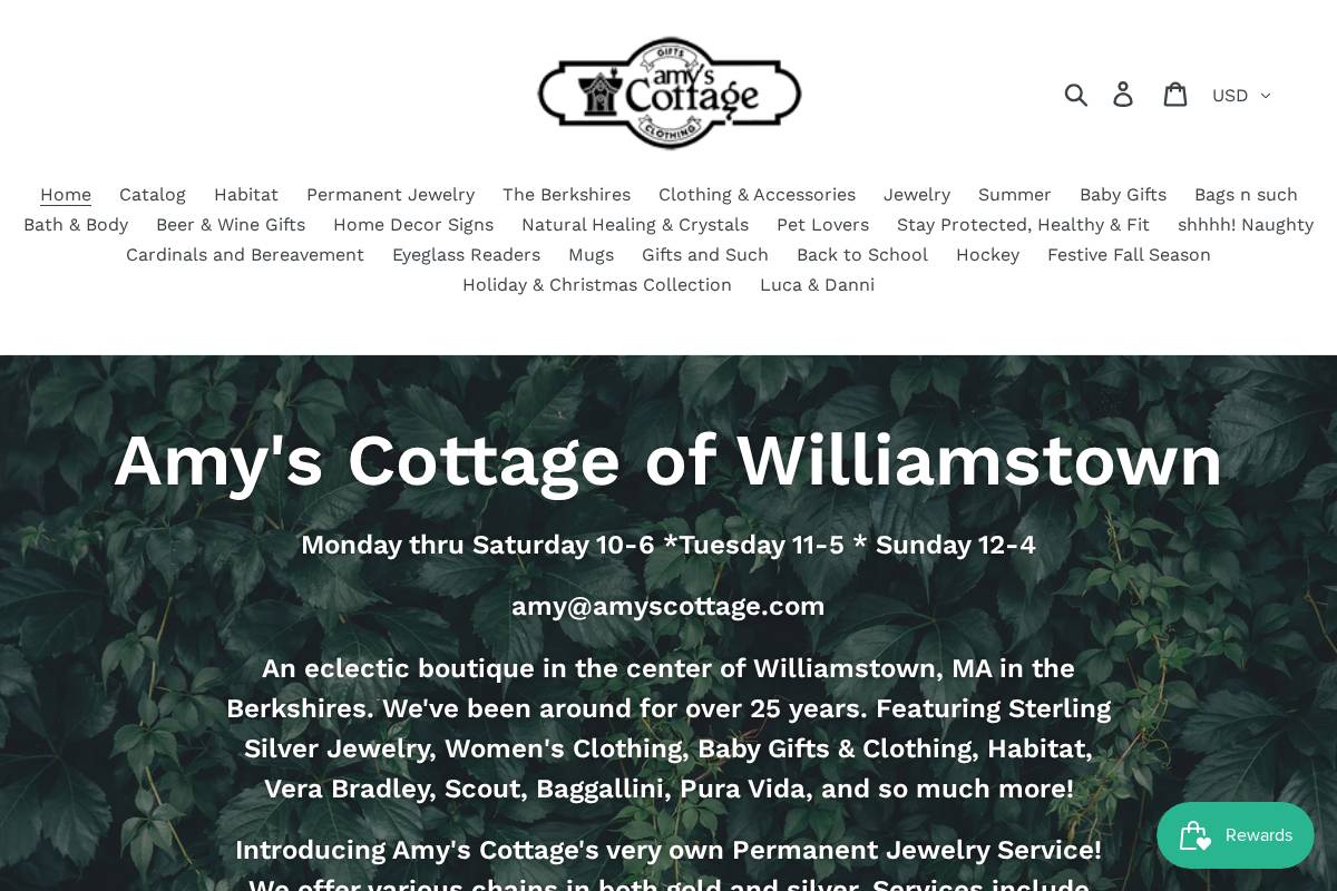 amyscottage.com homepage screenshot