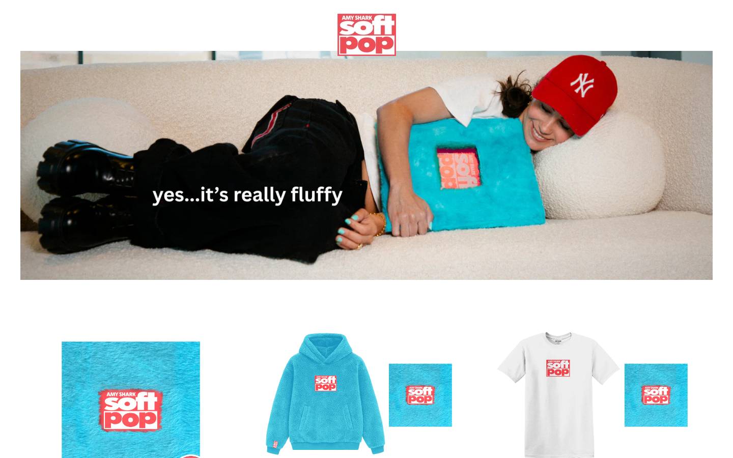 amysharkmerch.com homepage screenshot