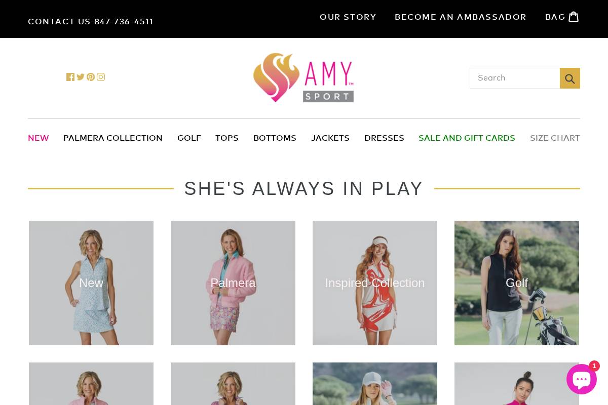 amysport.com homepage screenshot