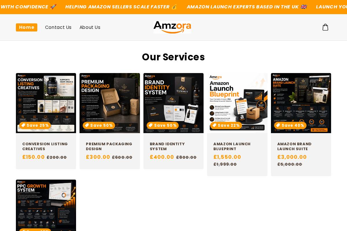 amzora.co.uk homepage screenshot