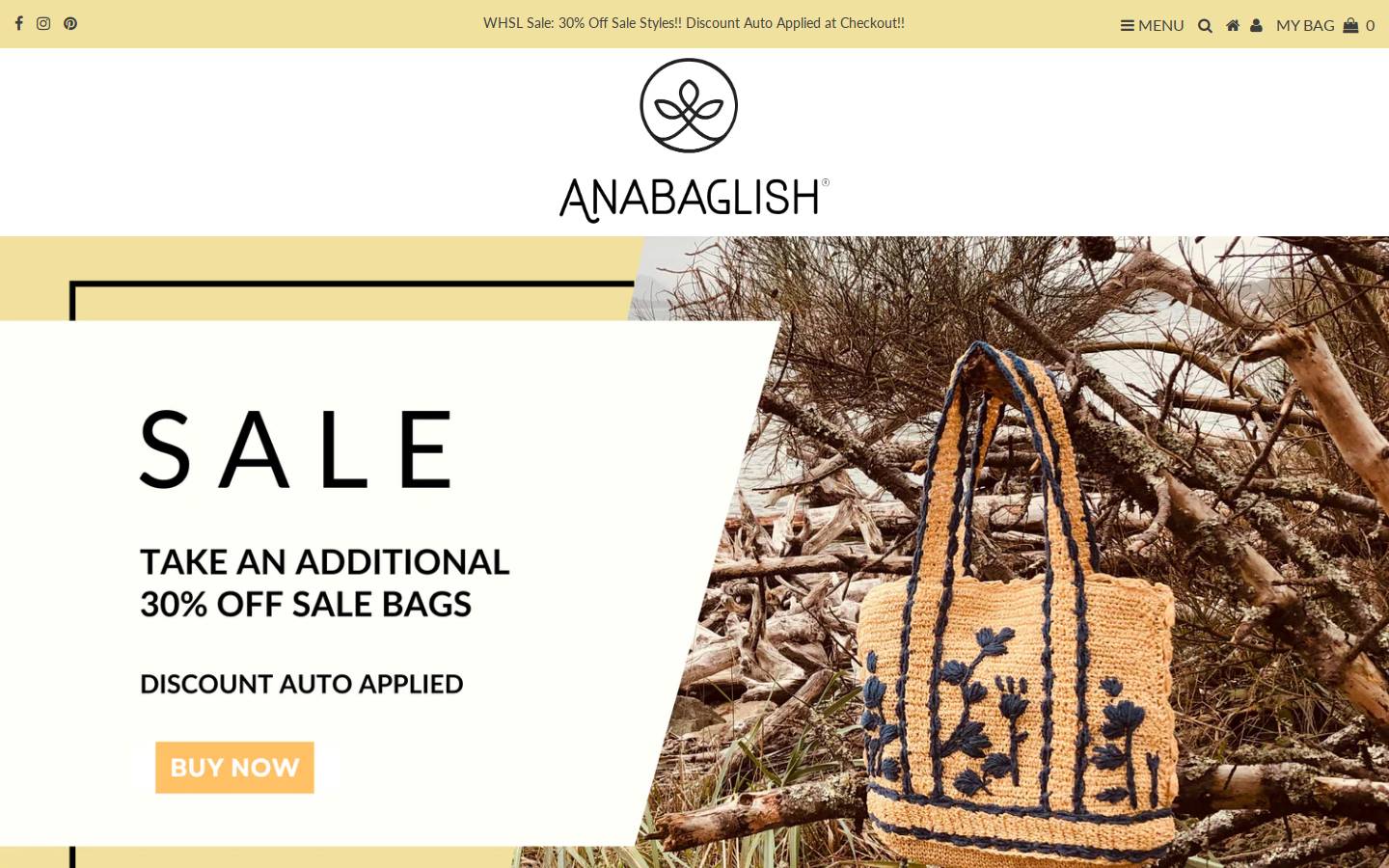 anabaglishwholesale.com homepage screenshot