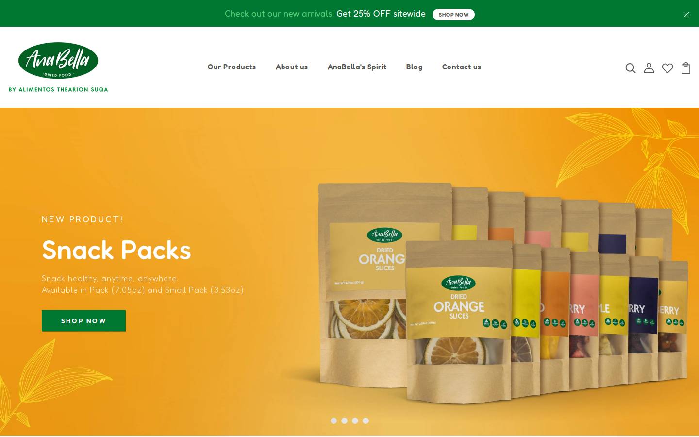 anabelladriedfood.com homepage screenshot