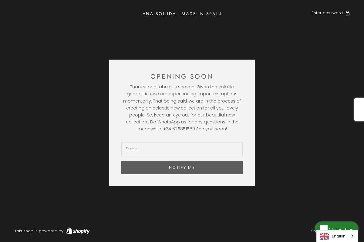 anaboluda.com homepage screenshot