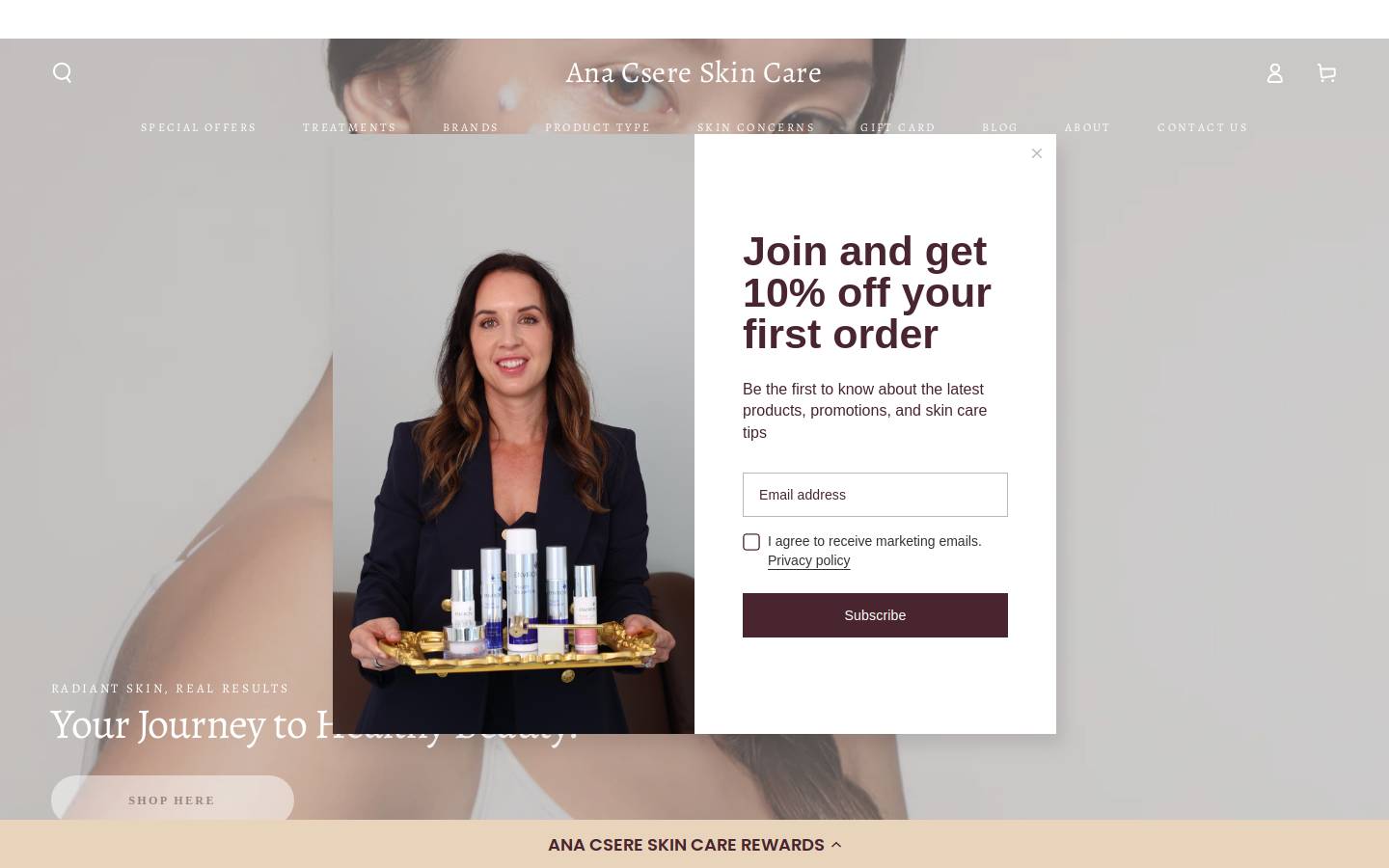 anacsereskincare.com homepage screenshot