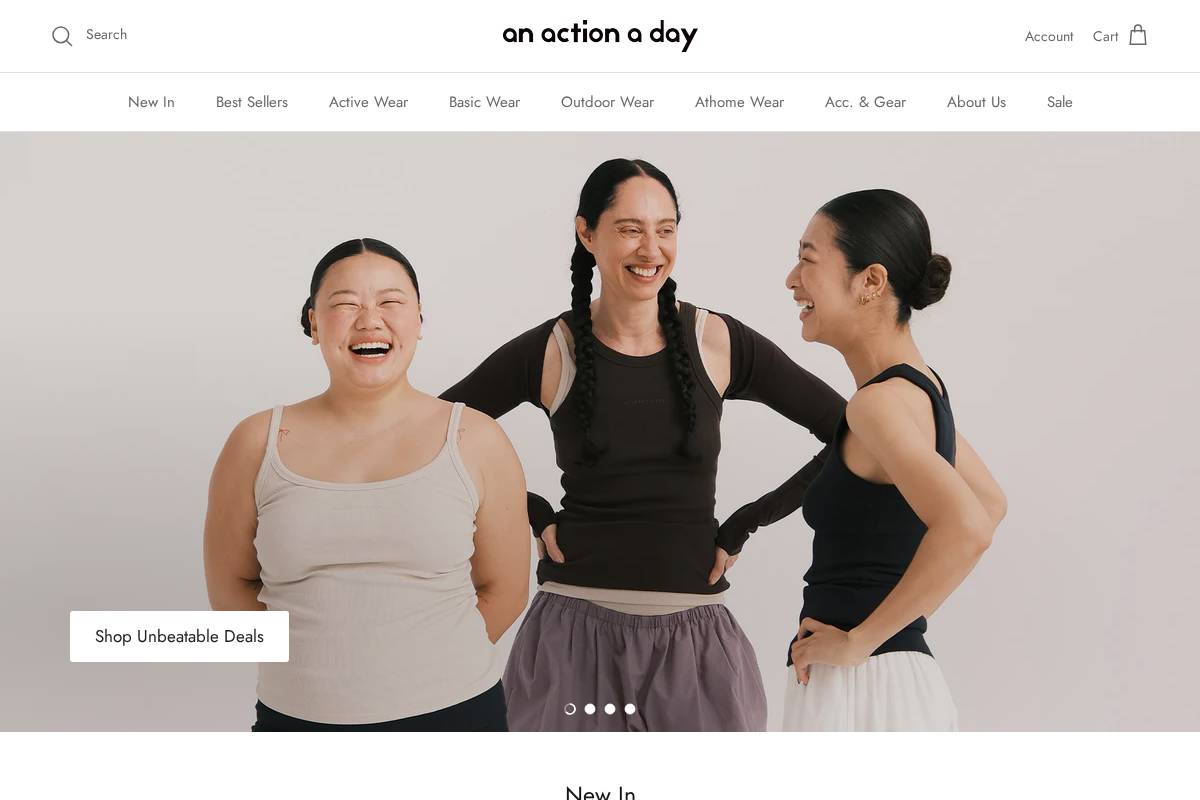 an action a day homepage screenshot