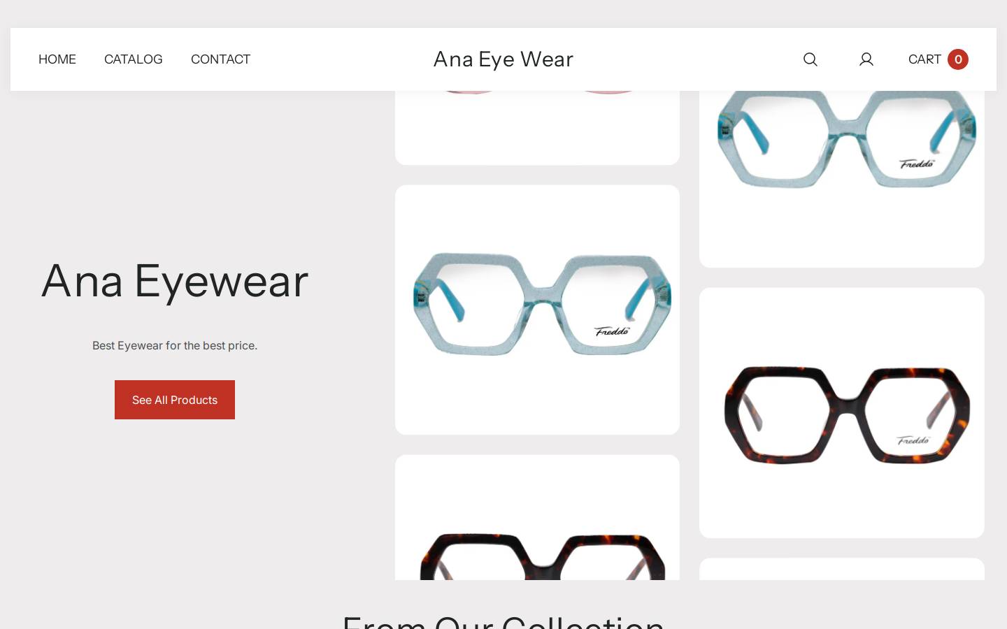 anaeyewear.com homepage screenshot