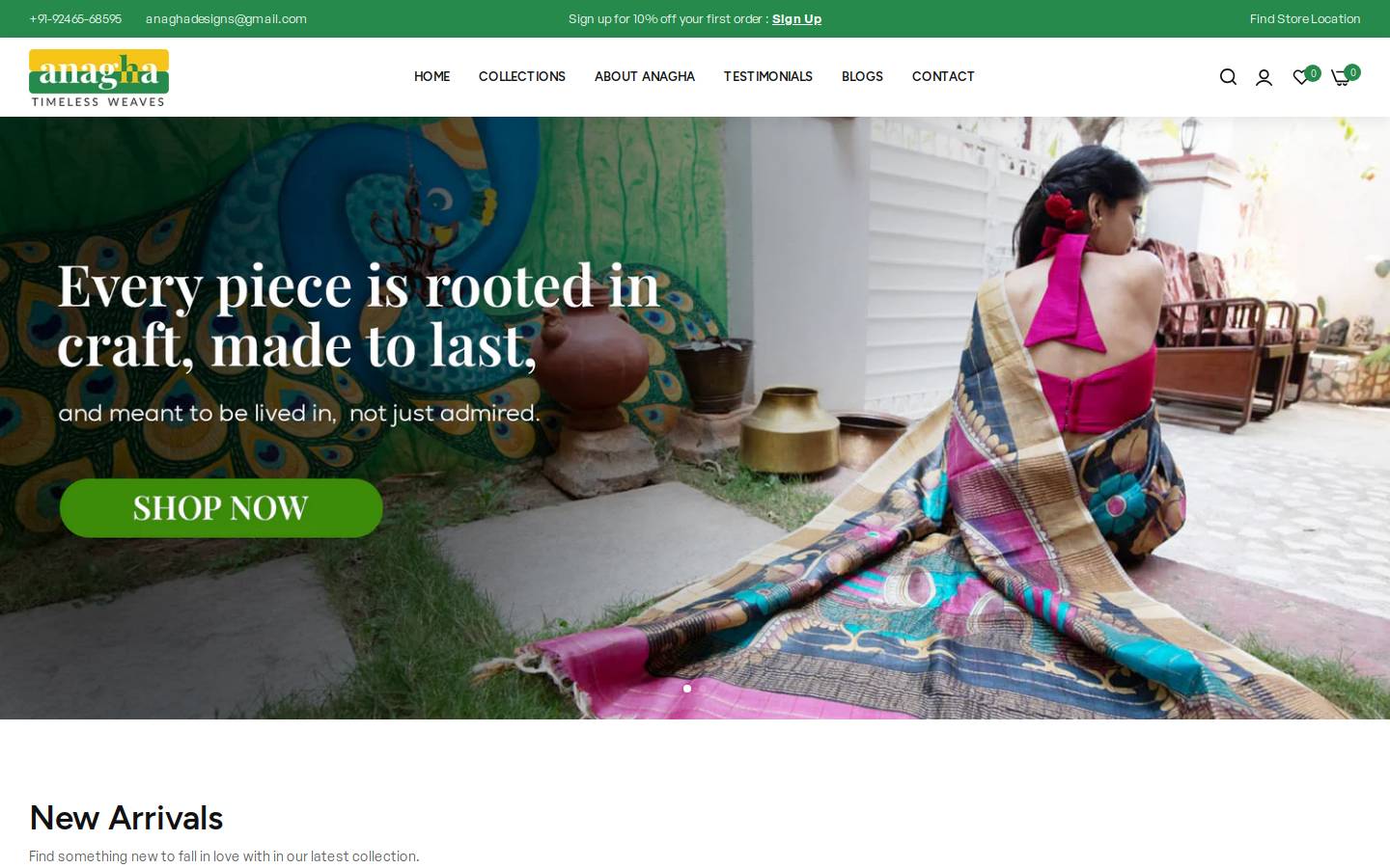 anaghadesigns.com homepage screenshot