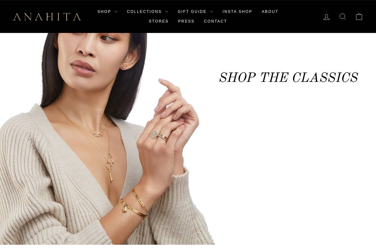 anahitajewelry.com homepage screenshot