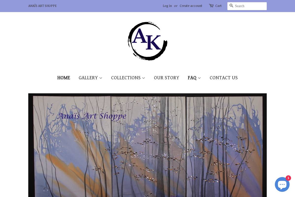 anaisartshoppe.com homepage screenshot