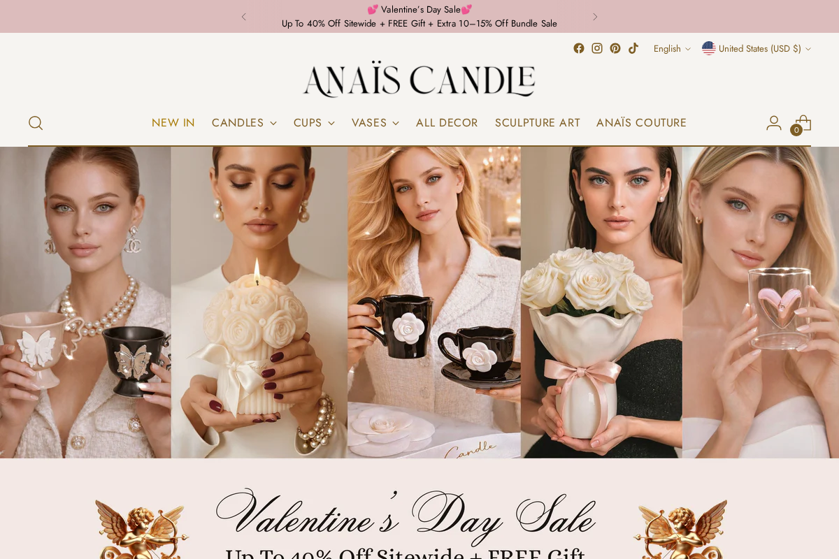 Anaiscandle homepage screenshot