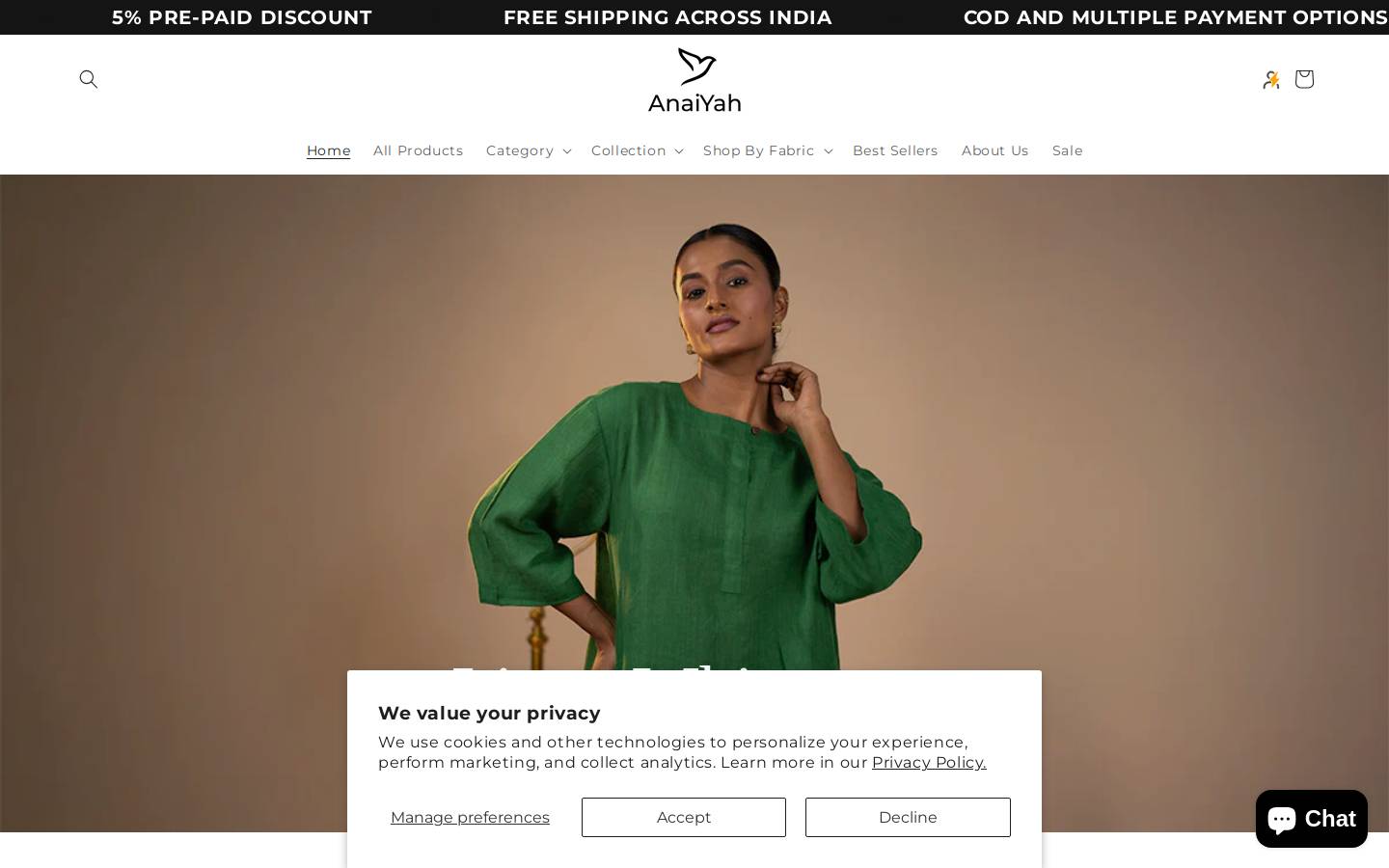 anaiyah.com homepage screenshot