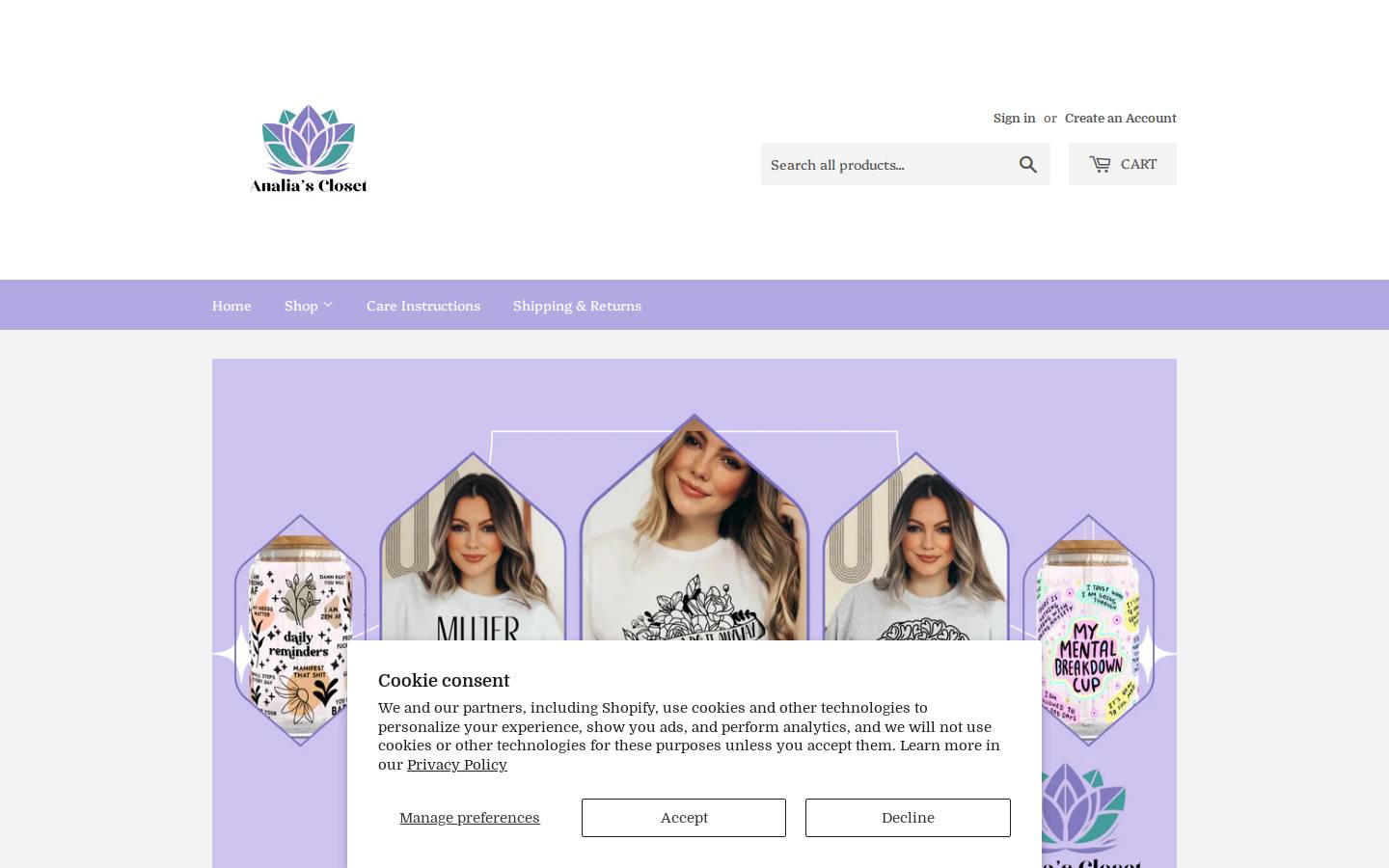 analiascloset.com homepage screenshot