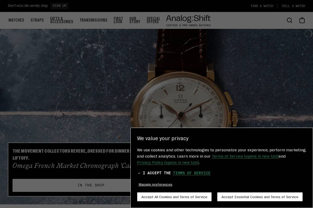 Analog:Shift homepage screenshot
