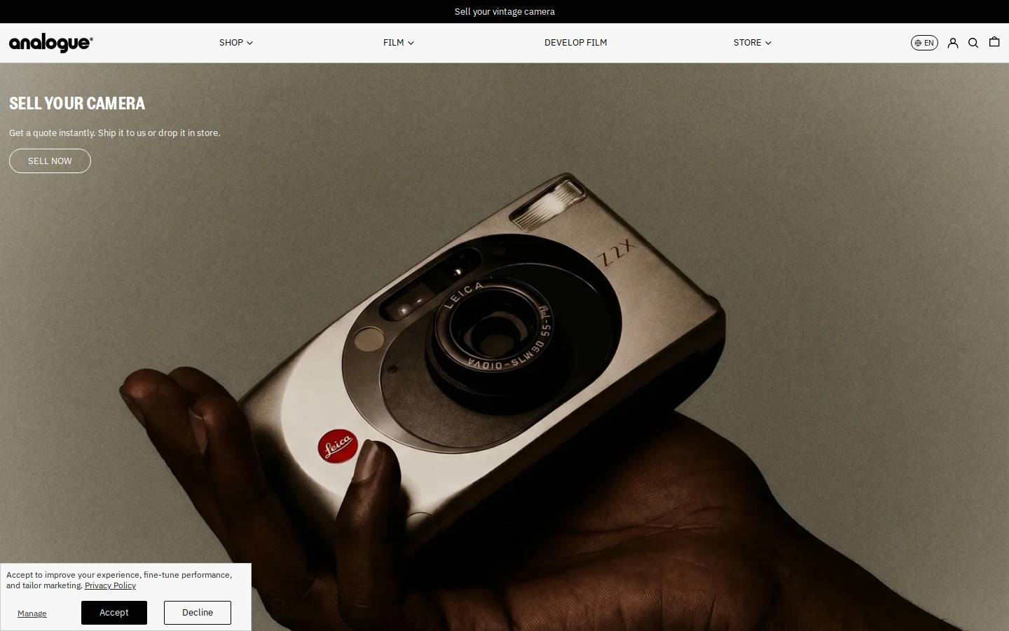 Analogueshop homepage screenshot