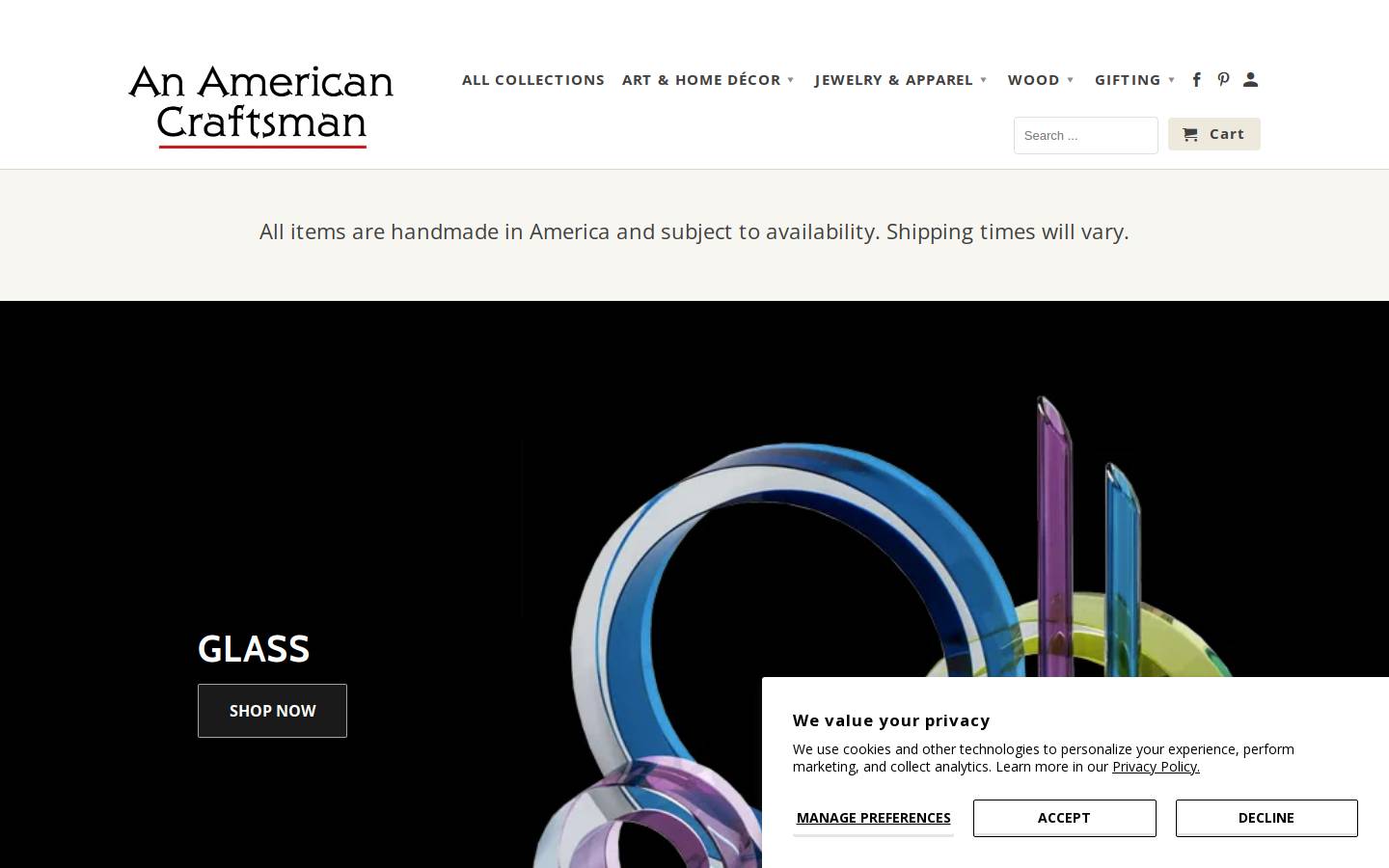 anamericancraftsman.com homepage screenshot