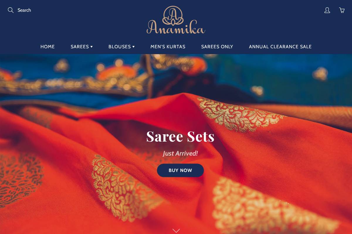 anamikafashions.com homepage screenshot