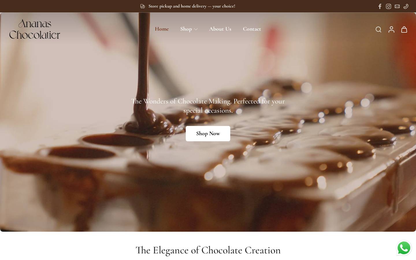 ananaschocolatier.com homepage screenshot