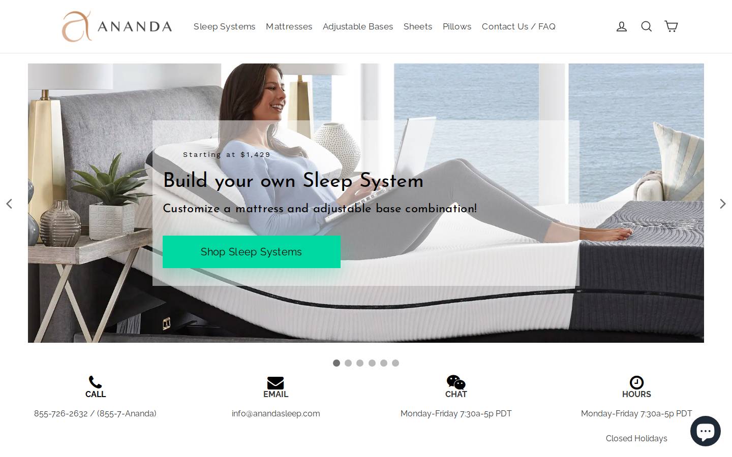 anandabed.com homepage screenshot