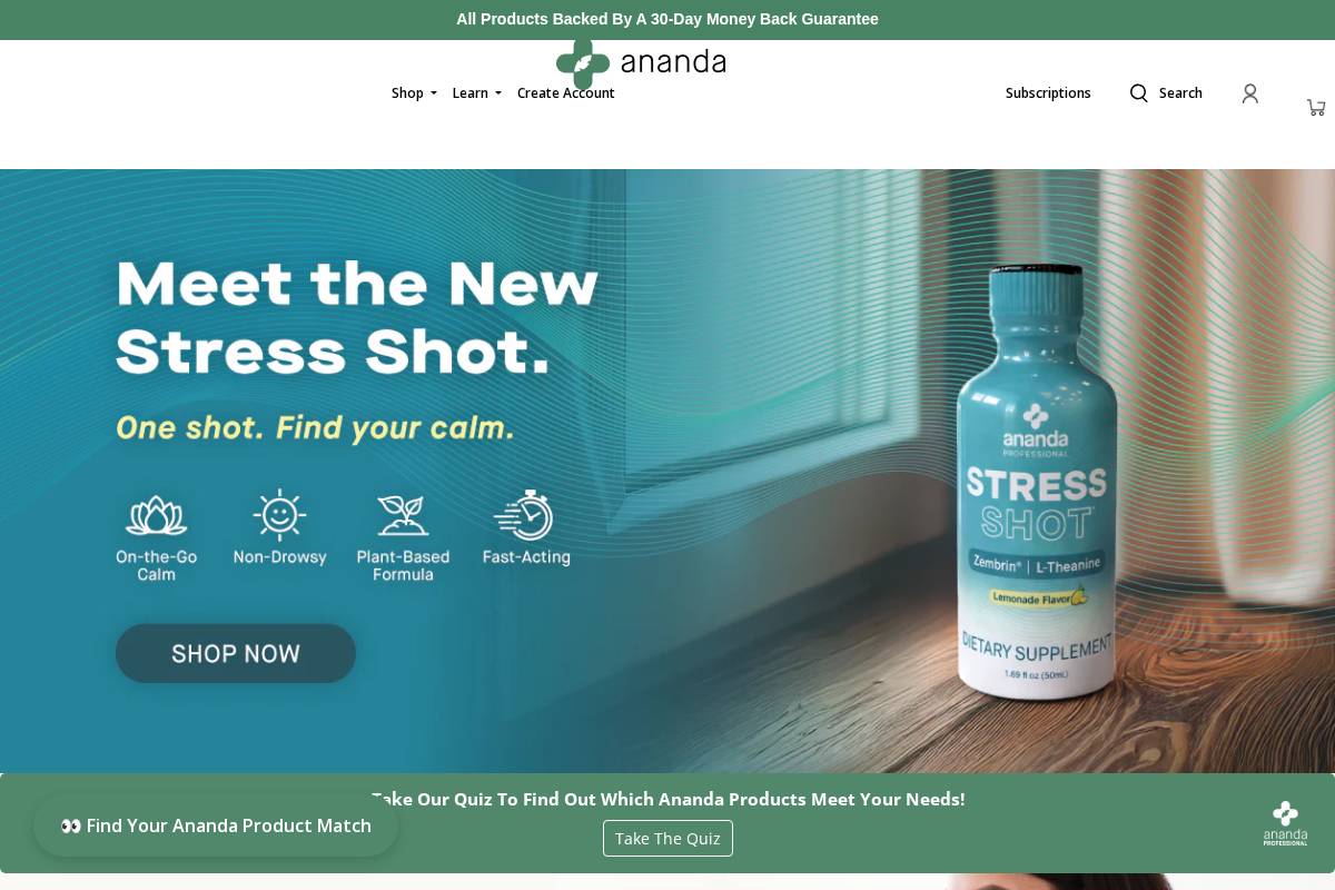 anandaprofessional.com homepage screenshot