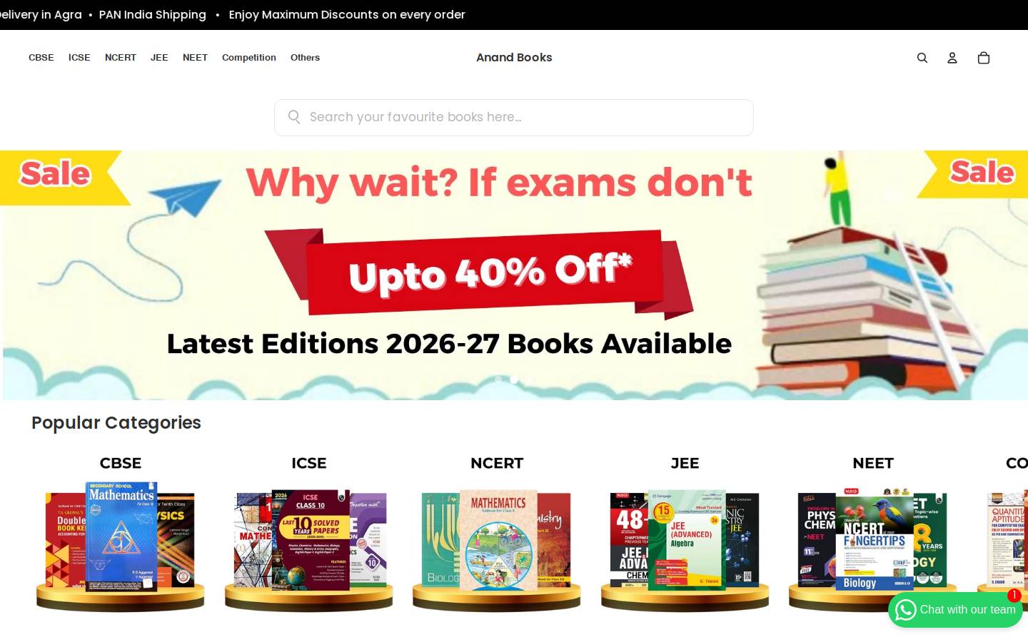 anandbooks.co.in homepage screenshot