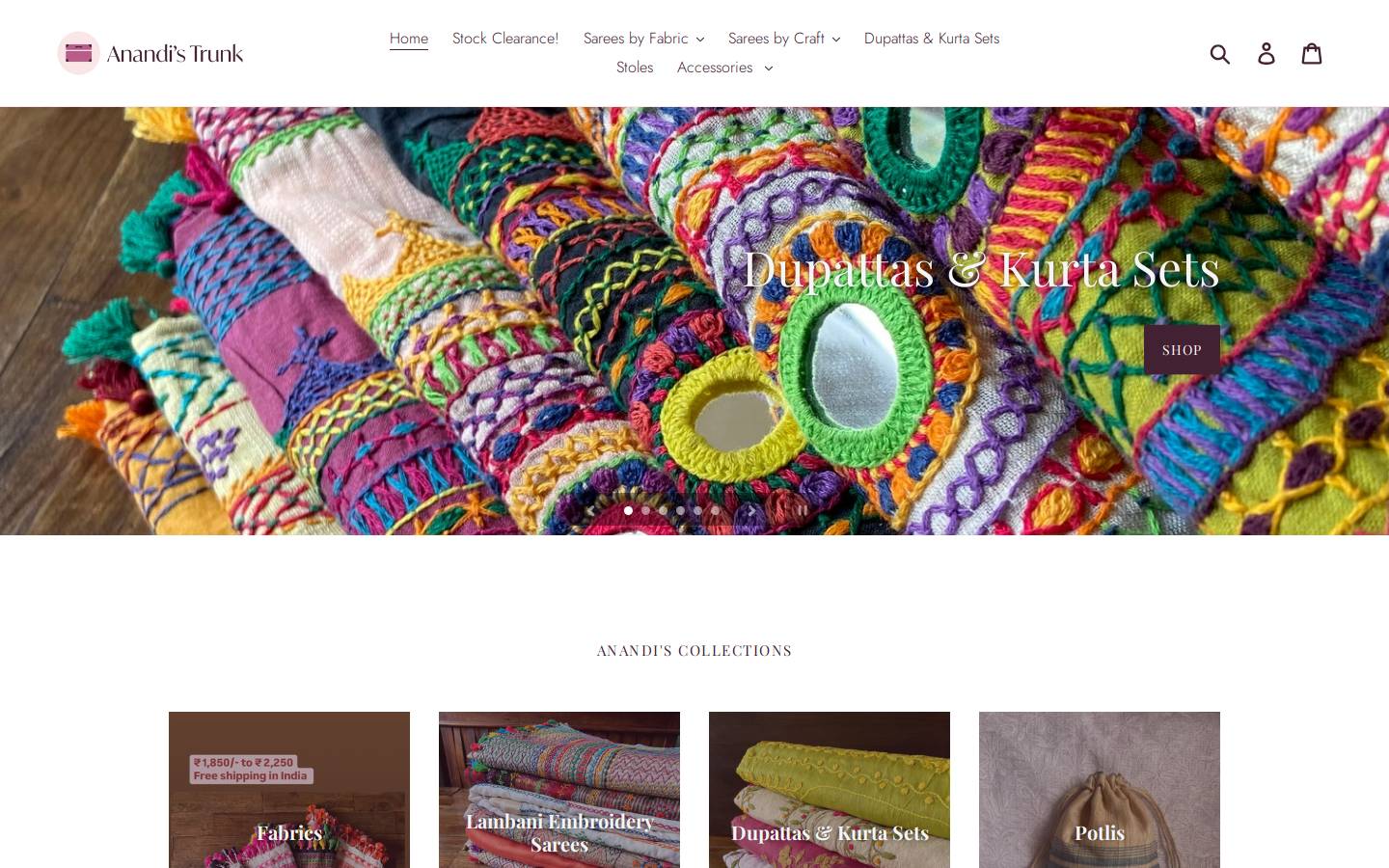 anandistrunk.com homepage screenshot