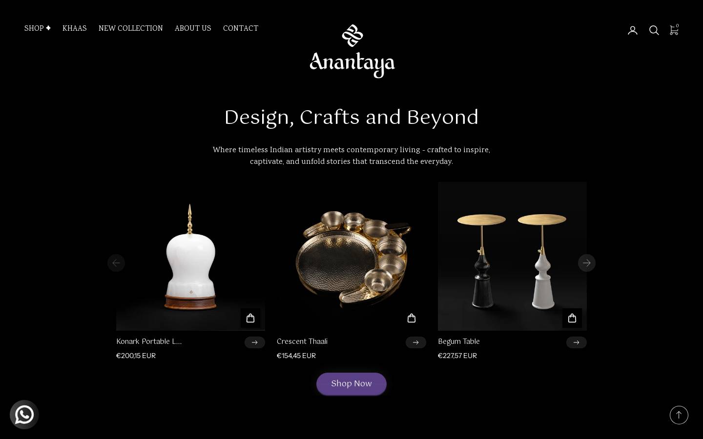 anantayadecor.com homepage screenshot