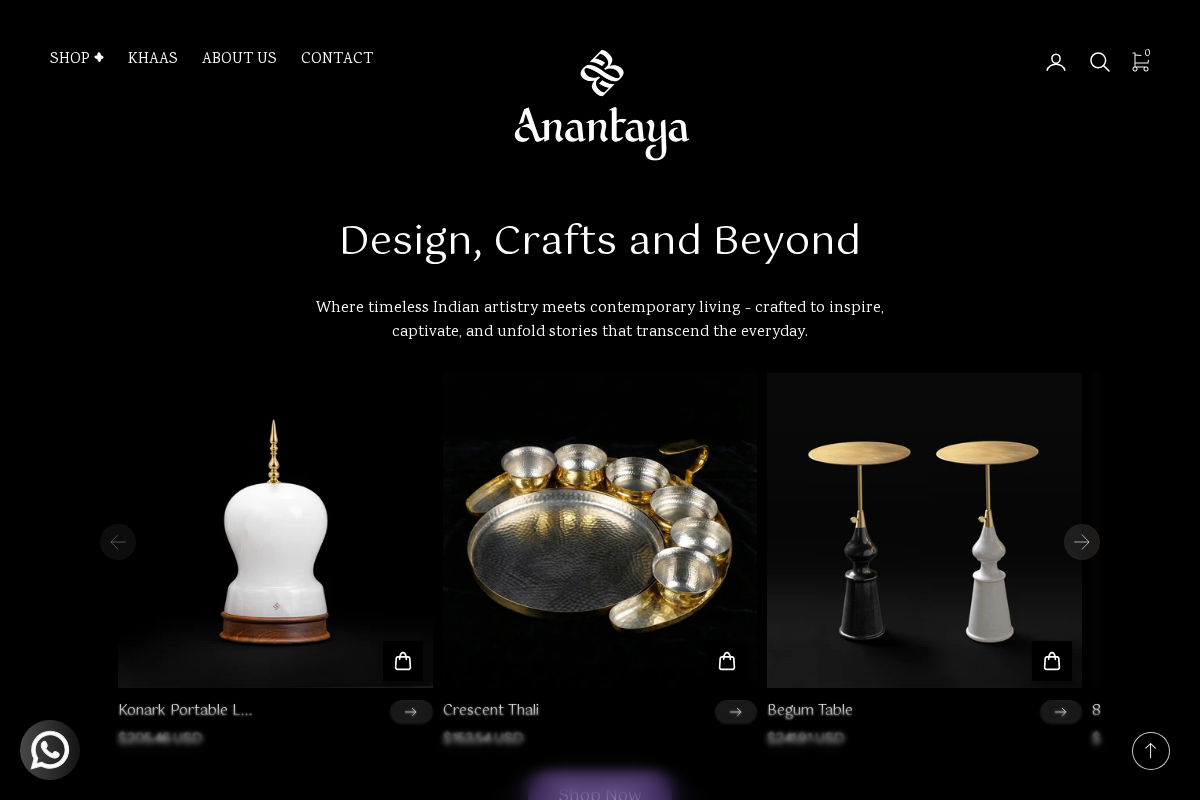 Anantaya homepage screenshot