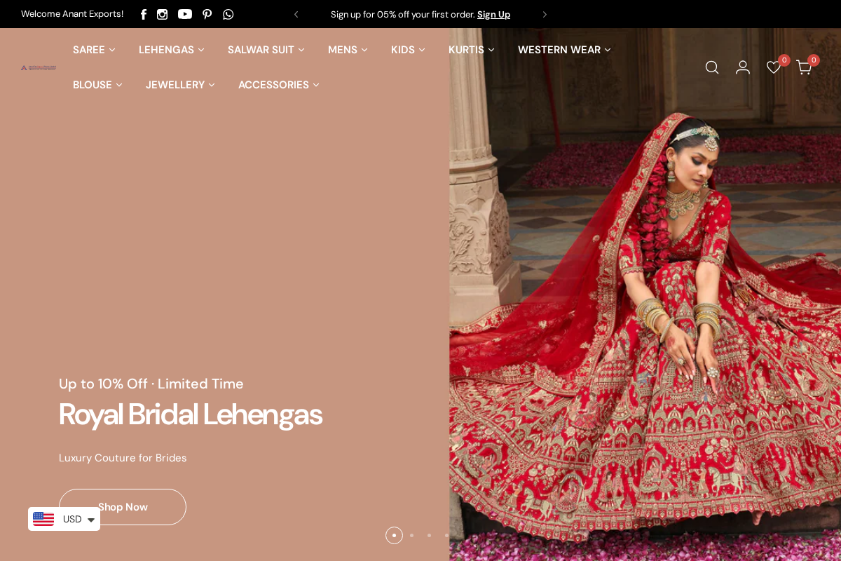 Anantexports homepage screenshot