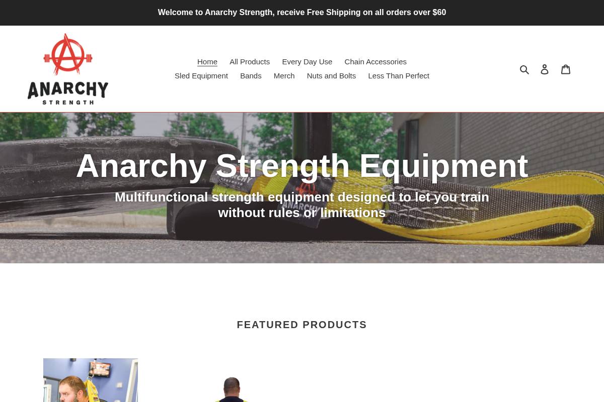 anarchystrengthequipment.com homepage screenshot