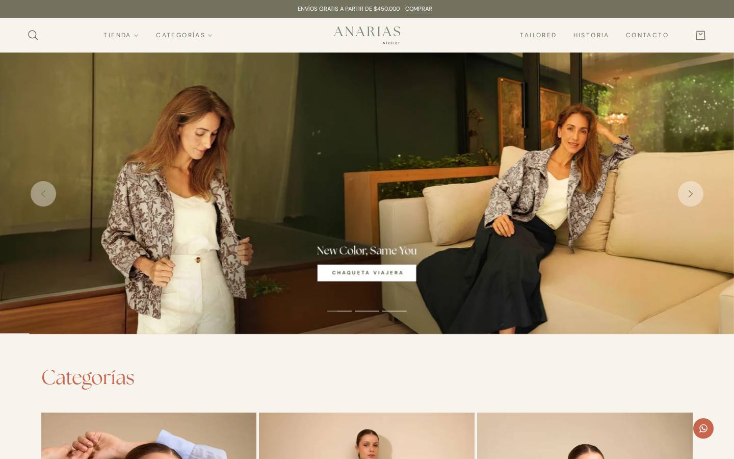 anariasatelier.com homepage screenshot
